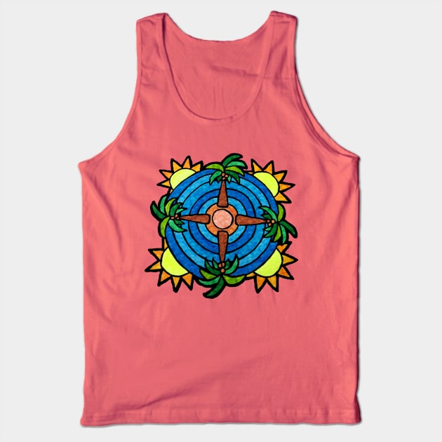 Tropical Island Themed Mandala Tank Top by gorff